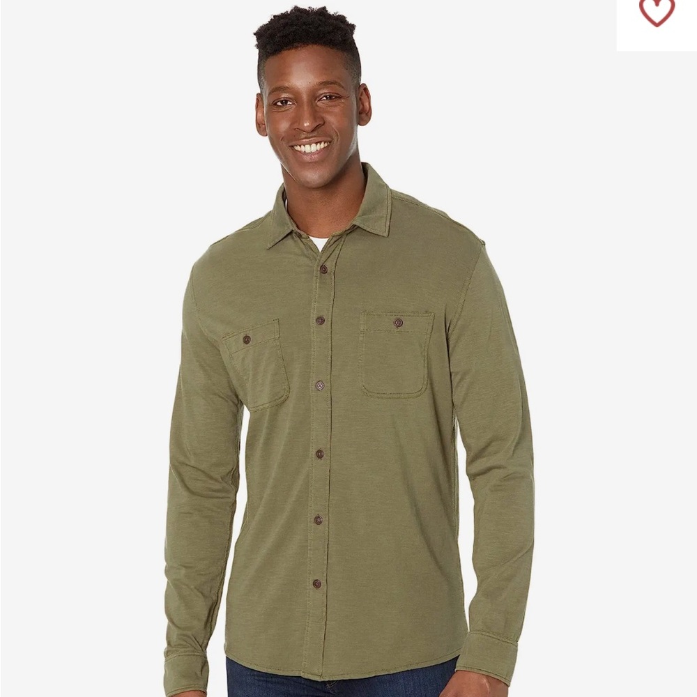 Faherty Knit Seasons Shirt - Medium, Olive